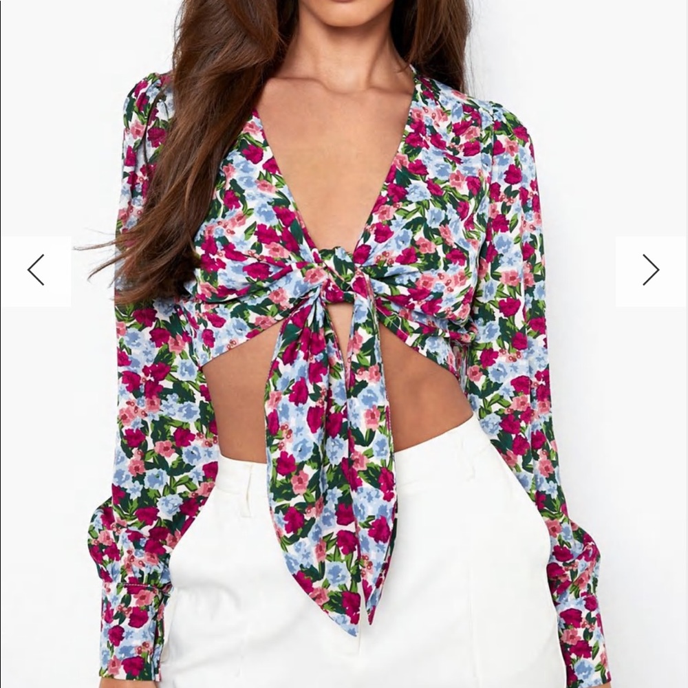NWT floral print tie crop top from boohoo